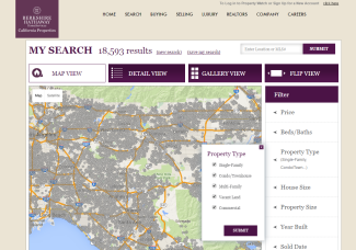 Screenshot of search page